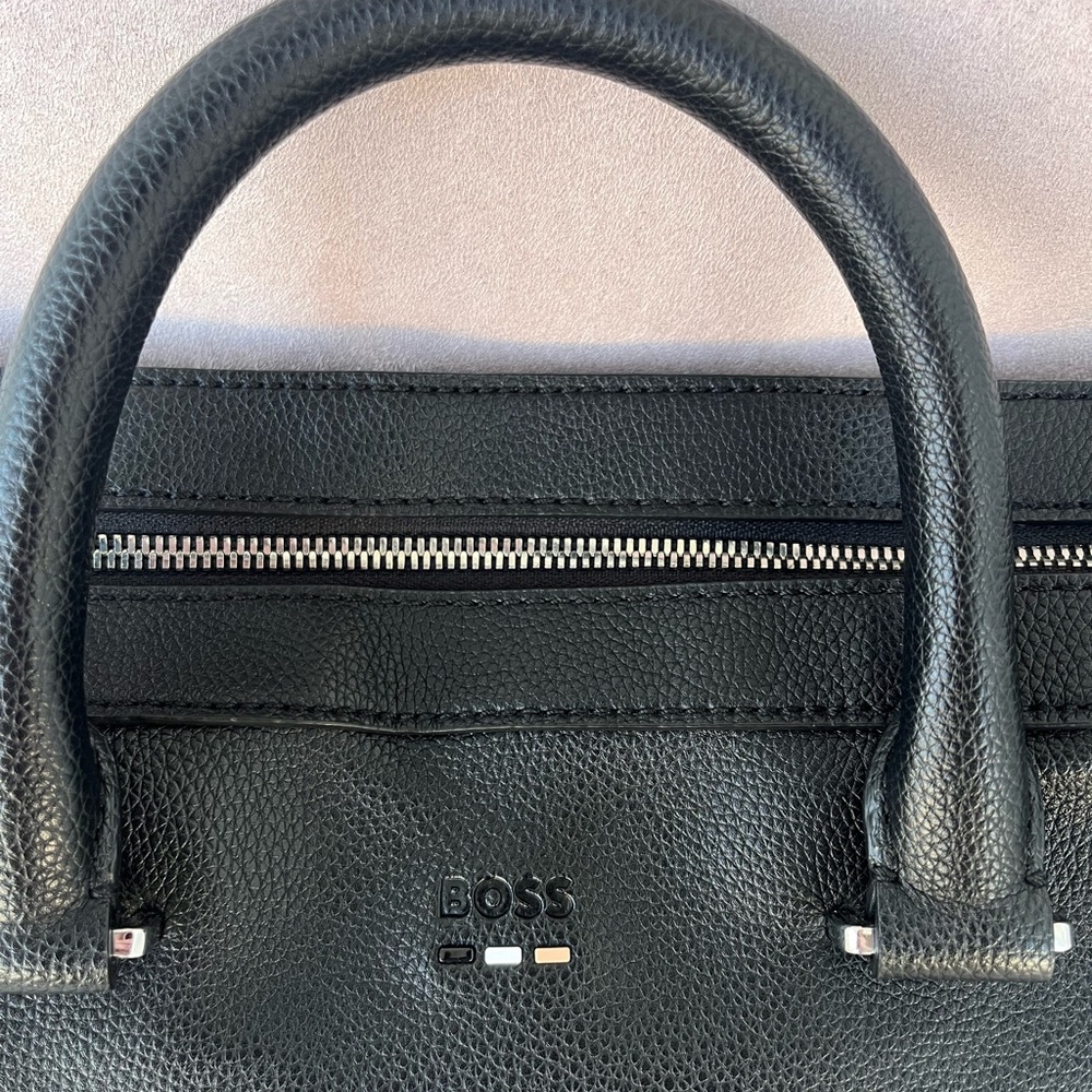 BOSS FAUX-LEATHER DOCUMENT CASE WITH LOGO AND SIGNATURE STRIPE - Picture 3 of 11